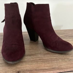 Charlotte Russe Wine Keira suede ankle boots